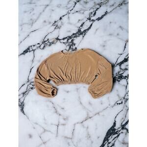 Dress Forum Small Long Sleeve Beige Cropped Shirt